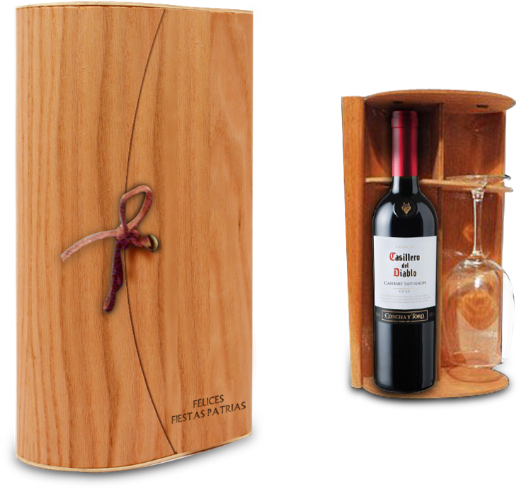 Dch 06 Set Vino Y Copa En Caja De Madera Flexible - Wine Bottle (775x741), Png Download