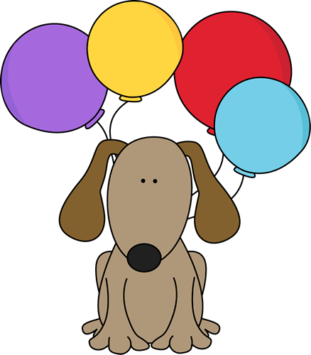 Dog With Balloons Clip Art - Dog With Balloons Clipart (438x500), Png Download