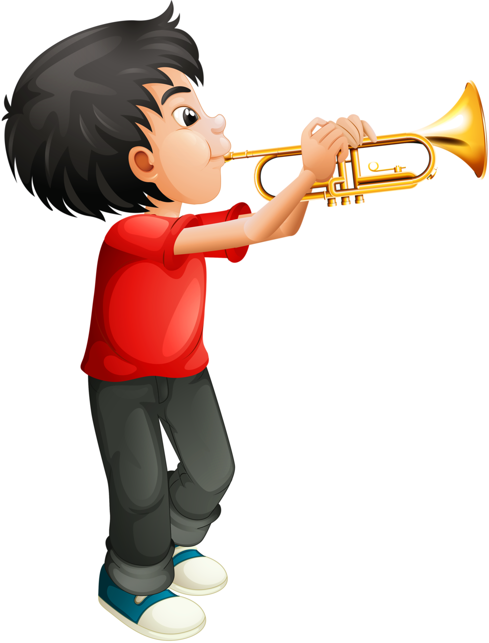 Trumpet Clip Art Image Black And White🤷 - Playing The Trumpet Clipart (975x1280), Png Download
