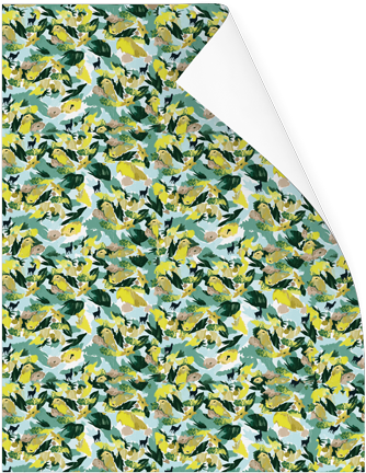 Yellow Floral Gift Wrap Sheet - Pattern (600x600), Png Download
