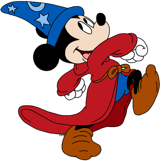 Mickey Mouse Magician Fantasia Clip Art Disney Clip - Mickey Mouse Sorcerer Clipart (535x536), Png Download