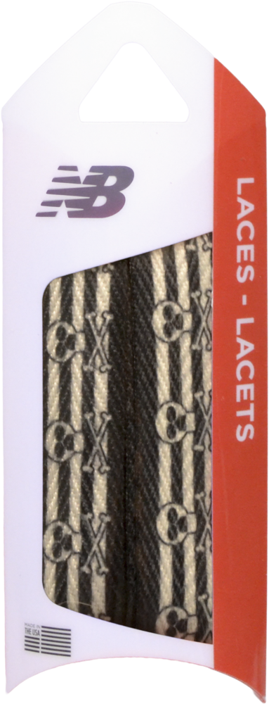 Nb 3/4"printed Black & White Stripe Skull Shoelace - Hickies Laces (416x1024), Png Download