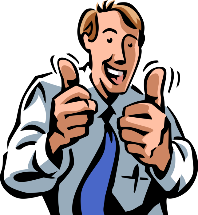 Vector Illustration Of Businessman Gives Two Thumbs - Thumb Signal (644x700), Png Download