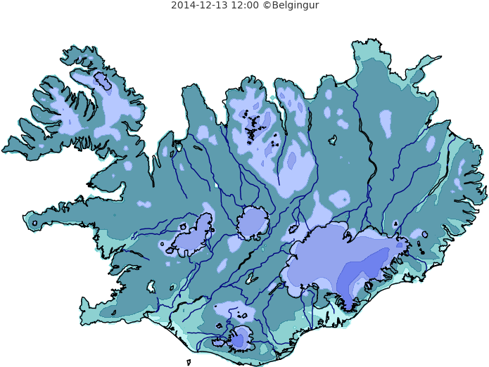 The Chart Shows The Water Equivelent Of Snow On The - Iceland (728x582), Png Download