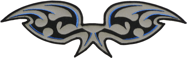 Black And Blue Wings 12″ X 3 3/4″ Black W/blue Edge - Emblem (600x600), Png Download