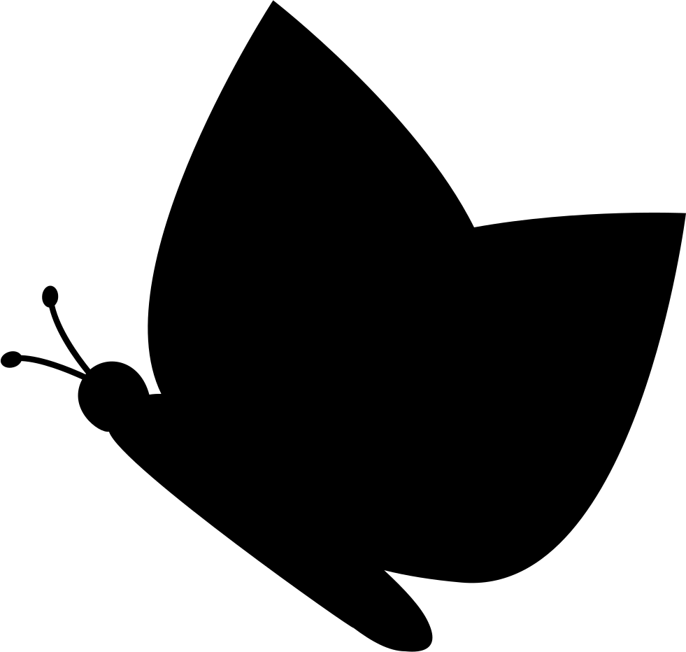 Butterfly Black Silhouette From Side View Comments - Butterfly Silhouette Side Png (981x932), Png Download
