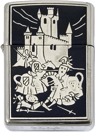 Damascene Battle Zippo Lighter By Marto - Lighter (555x555), Png Download