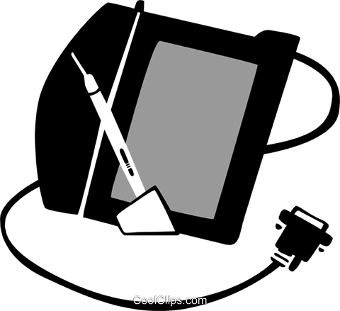 Drawing Tablet With Pen Royalty Free Vector Clip Art (480x439), Png Download