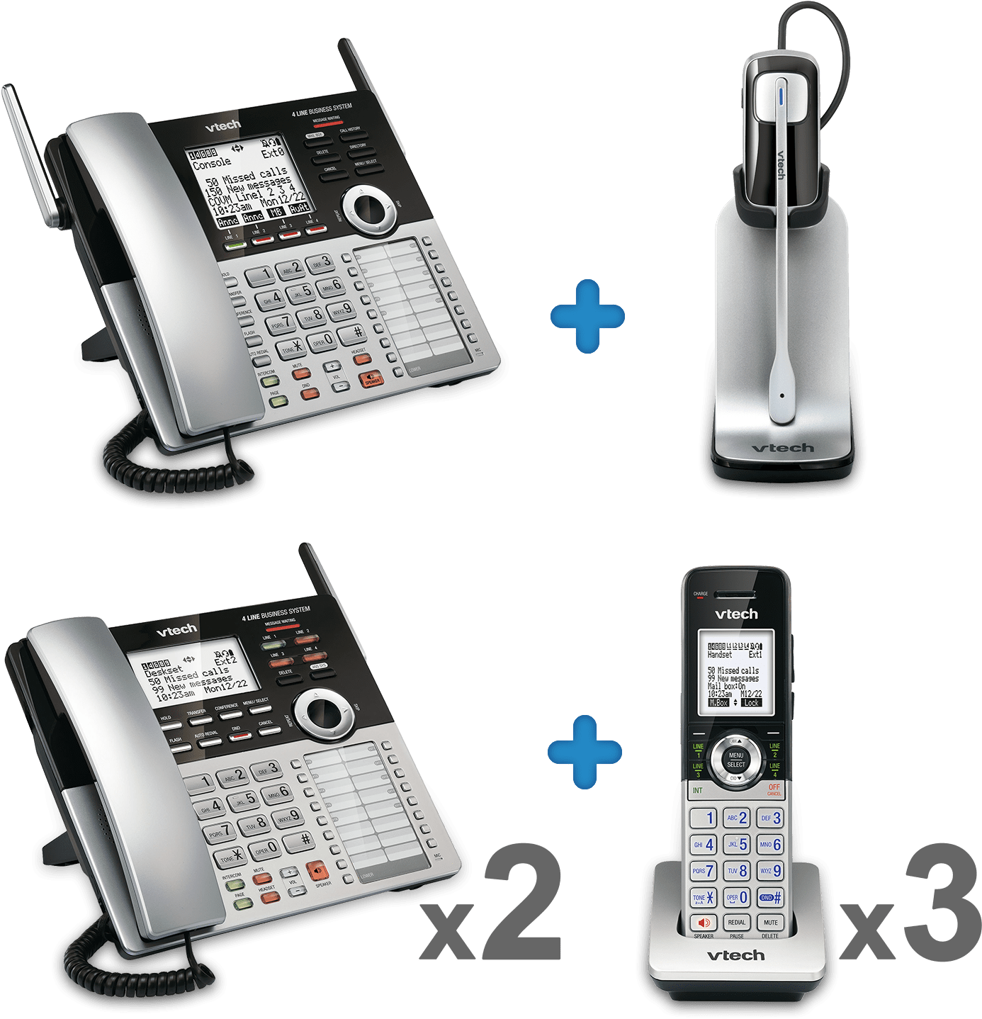 4 Line Small Business Phone System Office Bundle 2 - Vtech Accessory Deskset Accessory Deskset Cm18245 (1500x1500), Png Download