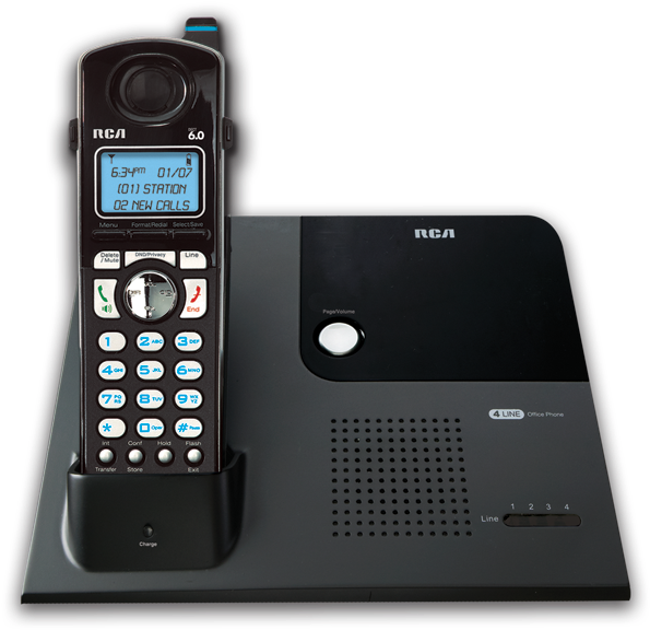 4-line, Cordless, Expandable, Desk Phone, Call Waiting - Rca 25420 Digital 1x Handsets Cordless Office Phone (600x617), Png Download