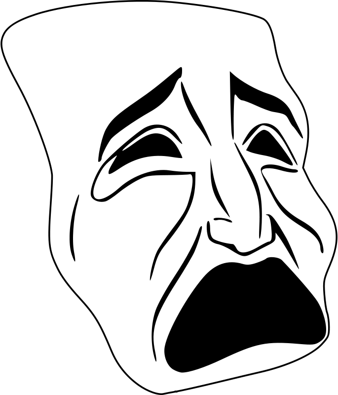 Tragedy Mask Theatre Drama Sock And Buskin - Tragedy Mask Clip Art (640x750), Png Download