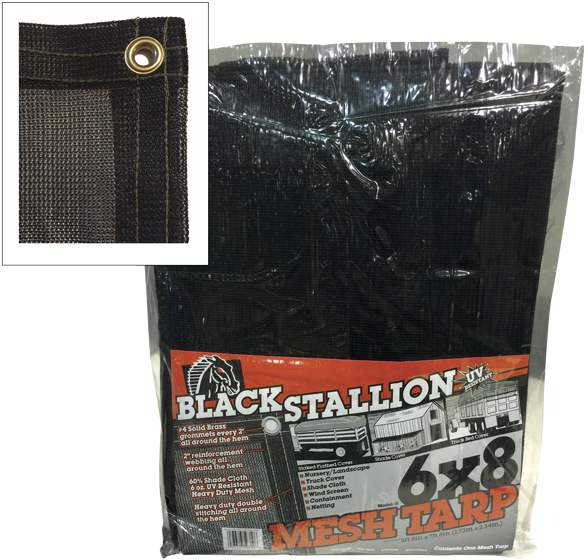Mesh Truck Tarp / Shade Cloth / Windscreen From Ground Black Stallion