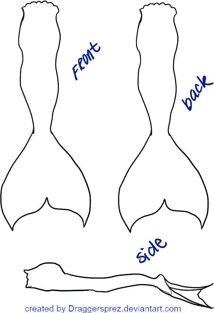 Mermaid Tail Template Gallery - Mermaid Fin Template (768x1056), Png Download