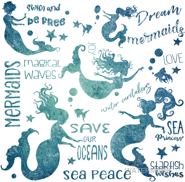 Mermaid Silhouettes - Weathered - Cafepress Samsung Galaxy S8 Case (750x750), Png Download