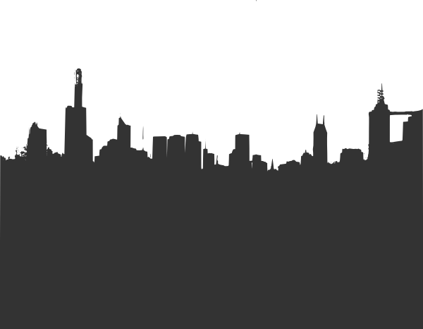 Dark Gray Skyline - City Skyline Silhouette (600x466), Png Download