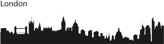London Skyline Reflection Silhouette (710x591), Png Download