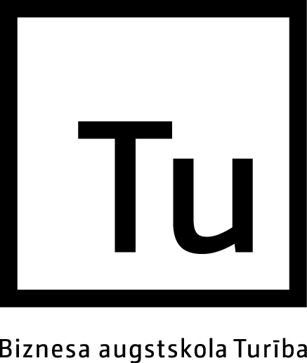 Black And White Vertical Logo In Latvian, Png Format - Turība University (437x516), Png Download