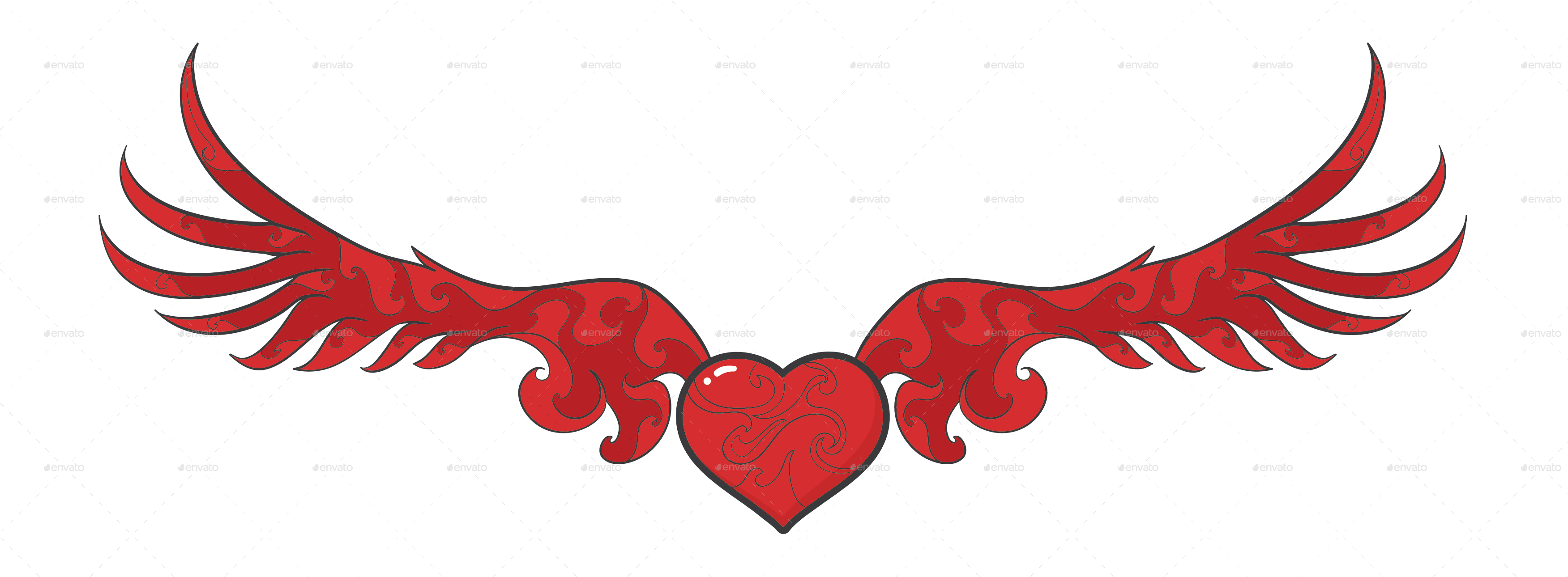 14 Wings Of Love By Loetoeng - Illustration (3508x1299), Png Download