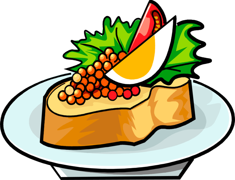 Caviar - Open Faced Sandwich Clipart (782x600), Png Download