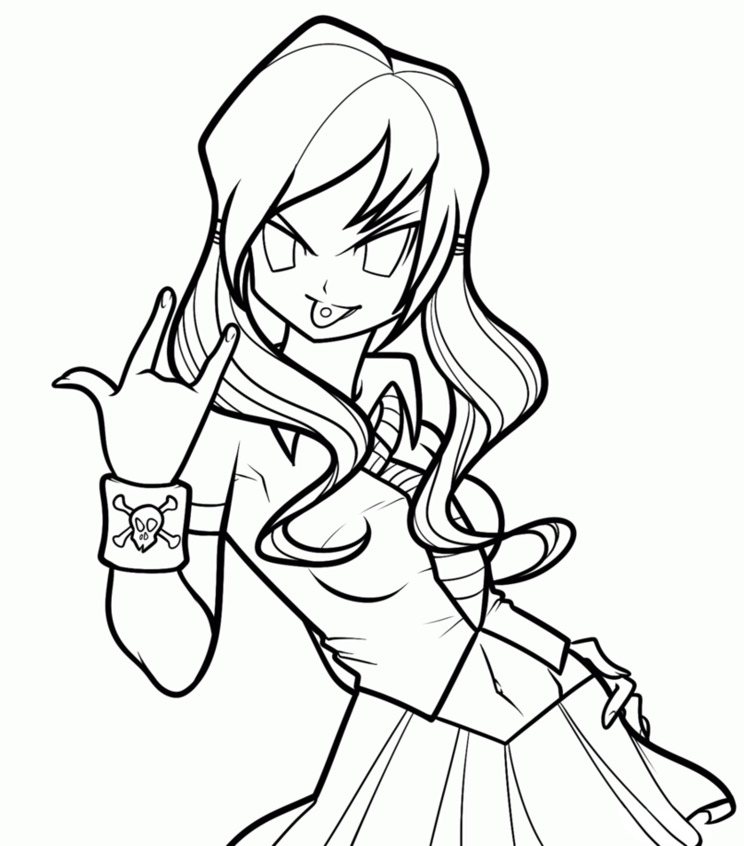Punk Anime Lines Trans By Dawnieda On Deviantart - Punk Anime Girl Drawing (838x953), Png Download