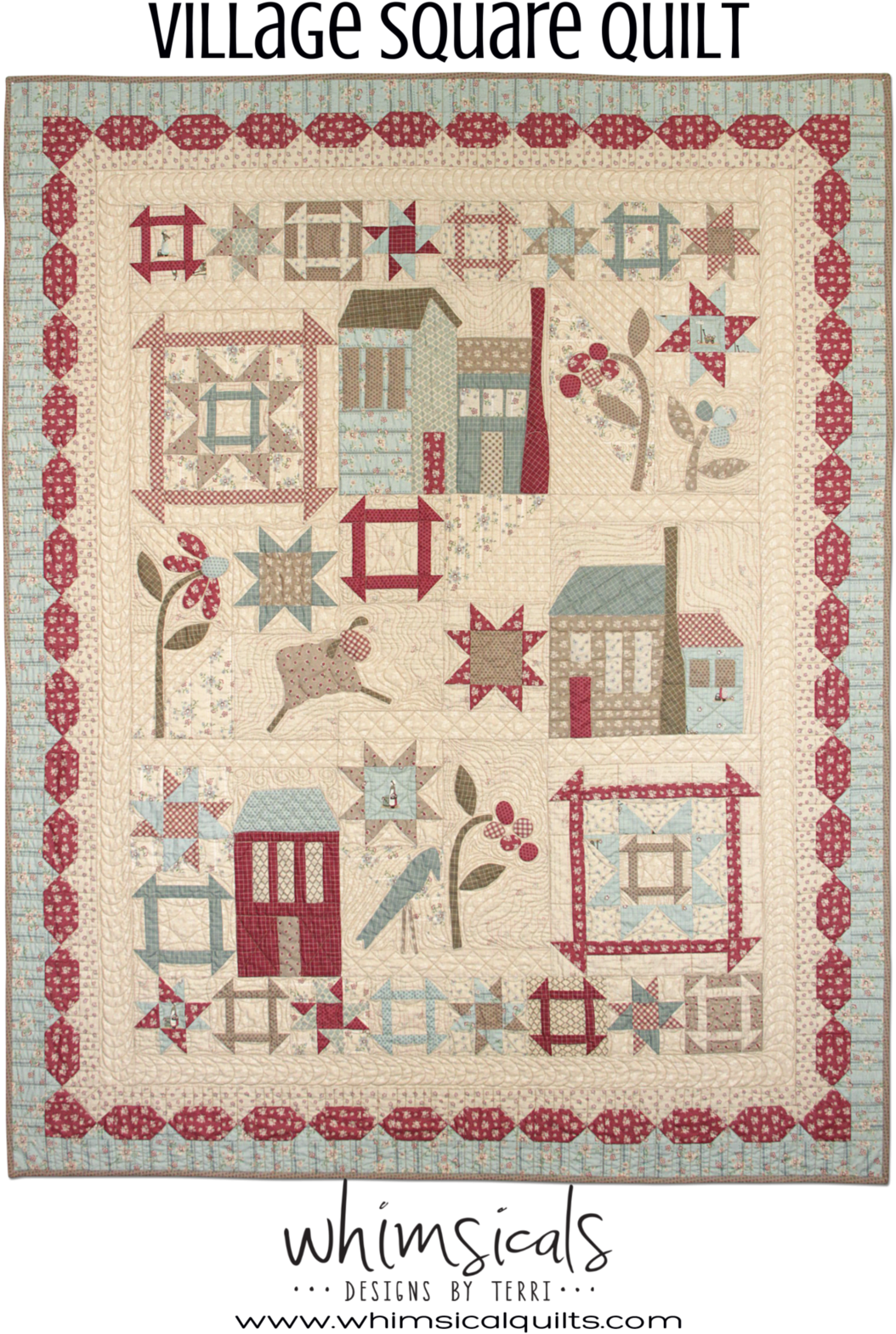 Village Square Quilt Pattern - Quilt (1060x1638), Png Download
