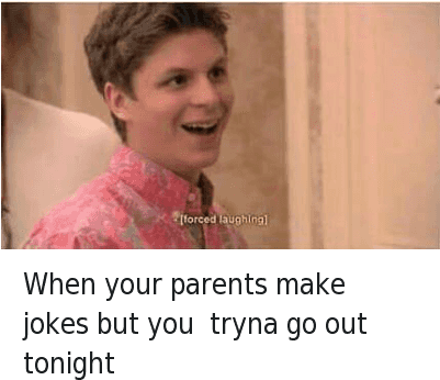 Michael Cera, Parents, And Jokes - Arrested Development Forced Laughter (400x359), Png Download