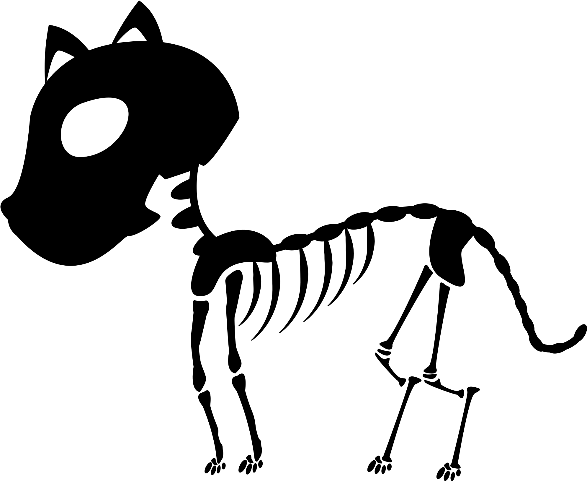 Skeleton Clipart Face - Drawings Of Skeleton Cat (2000x1629), Png Download