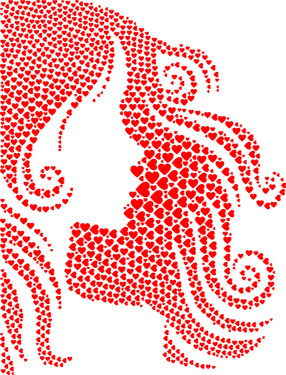Berna Charla El Corazn - Transparent Red Hair Model Silhouette (975x1280), Png Download