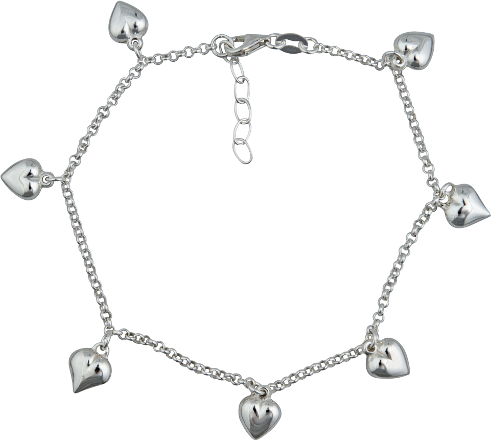 Pulsera De Tobillo Plata Con Pendientes De Corazón1 - Pulsera De Plata Con Corazones (1000x1130), Png Download