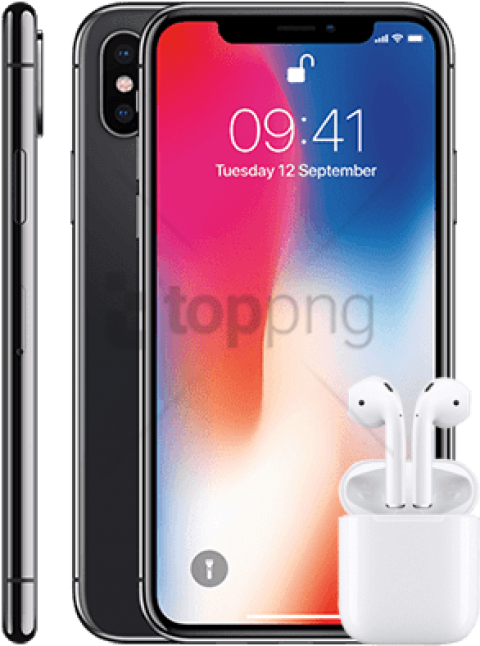 Iphone X 256gb Apple Airpods - Apple Iphone X - Space Grey (400x400), Png Download