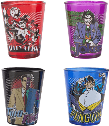 Batman Villains Four Piece Shot Glass Set - Shot Glass (415x415), Png Download