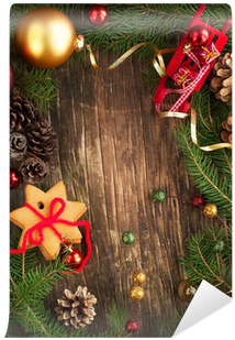 Frame With Christmas Tree Branches, Cookies And Ornaments - Christmas Day (400x400), Png Download