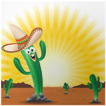 Cactus Con Sombrero Cartoon Cactus With Sombrero Vector - Illustration (400x400), Png Download
