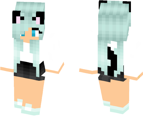 Light Blue Hair Neko Girl - Skin Minecraft Izumi Sagiri (584x497), Png Download