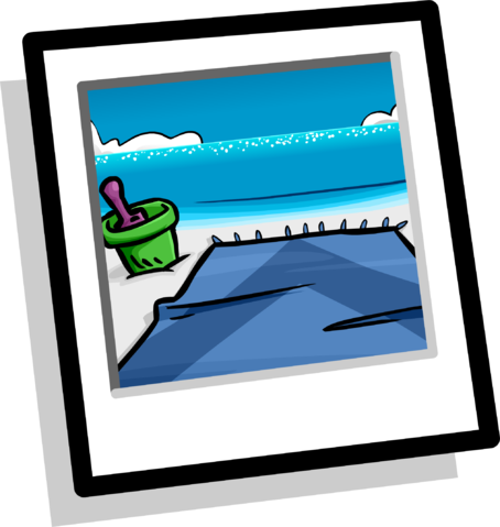 A Day At The Beach Background Icon - Club Penguin (454x479), Png Download