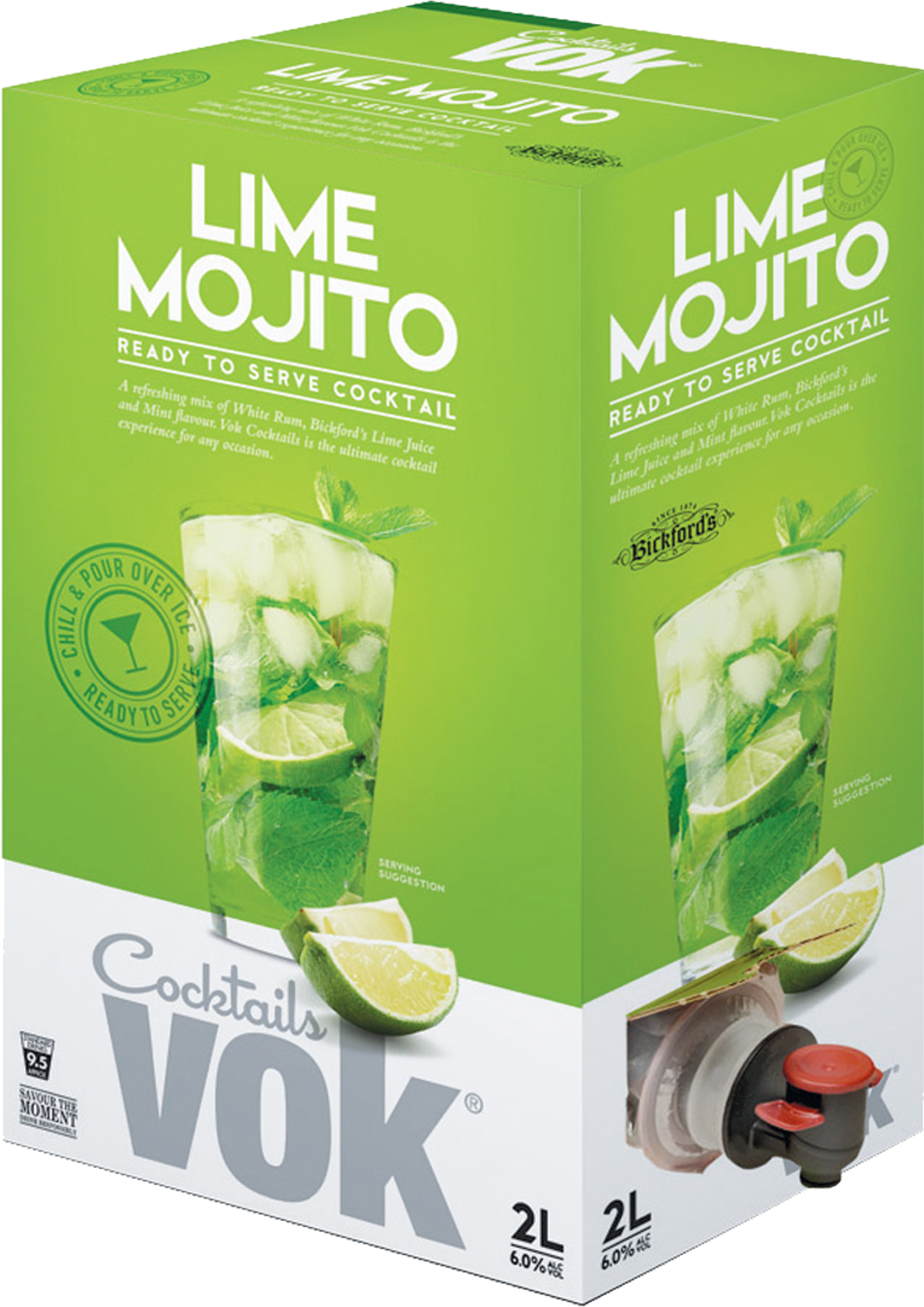 Vok Cocktails Lime Mojito 2l - Vok Ready To Serve Cocktails: Lime Mojito (2l) (1600x2000), Png Download