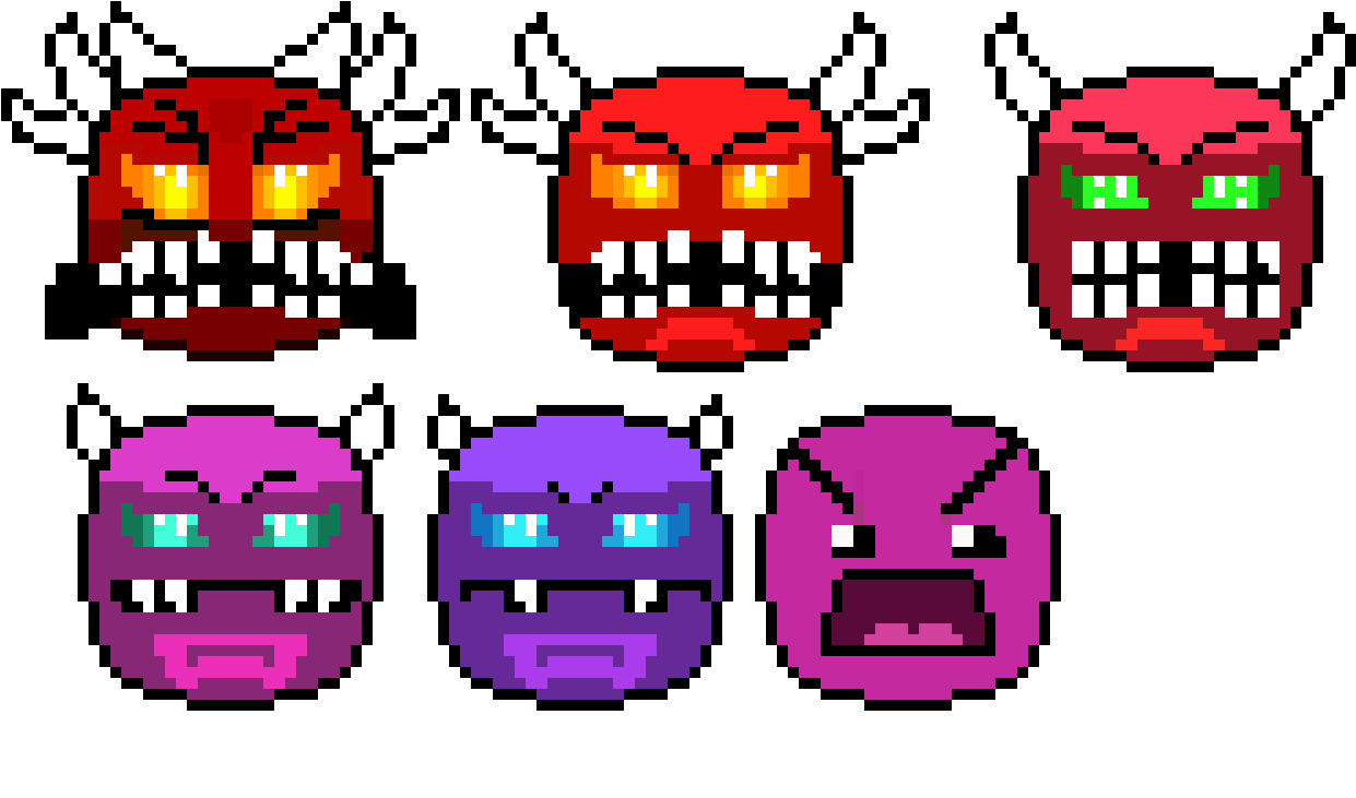 Difficulty From Extreme Demon To Insane - Pixel Art (1260x770), Png Download