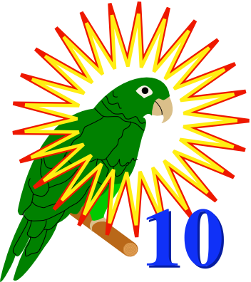 Papukaijamerkki - 10 Pistettä Ja Papukaijamerkki (352x396), Png Download