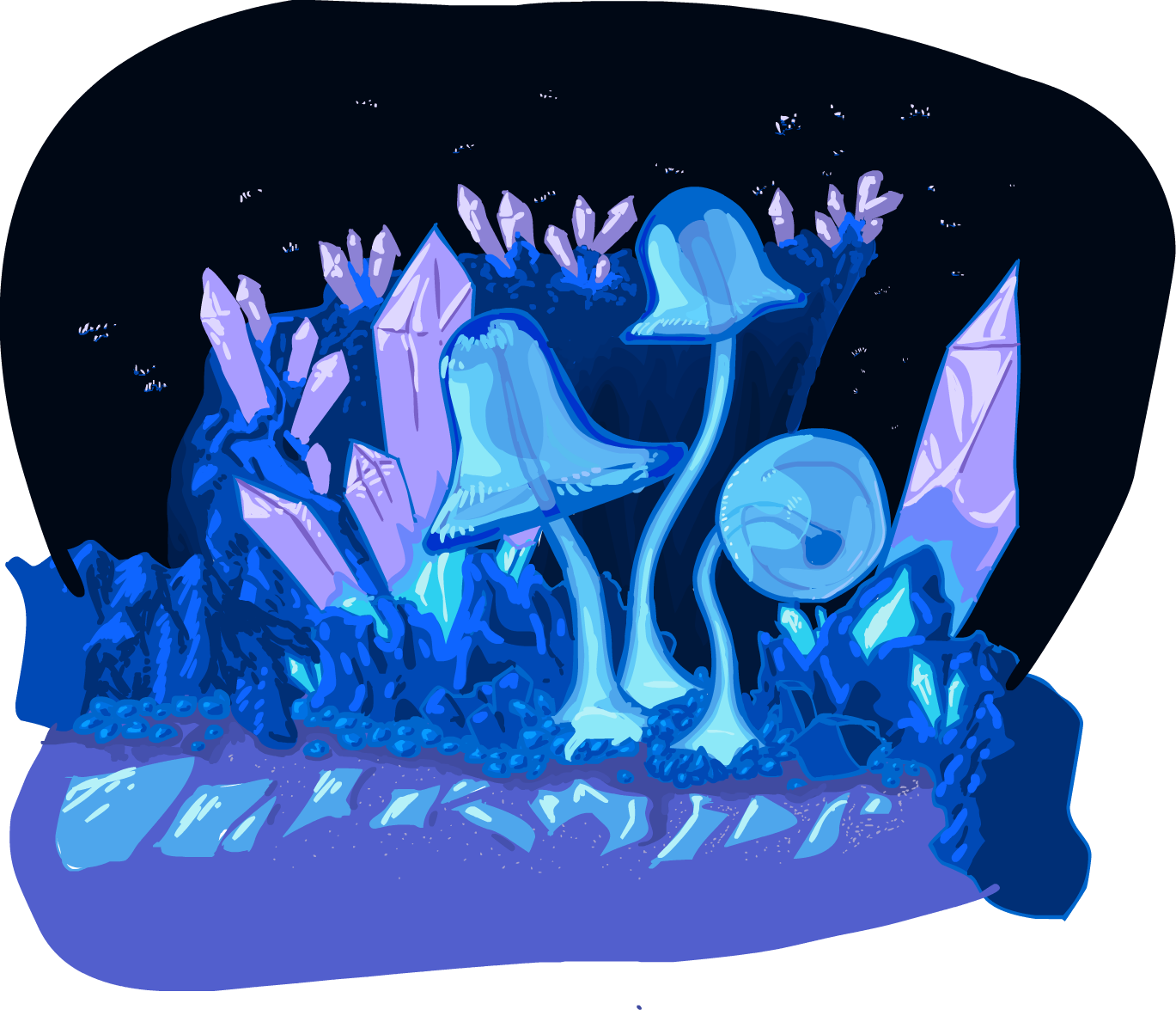 Crystal Shrooms - Illustration (1369x1175), Png Download