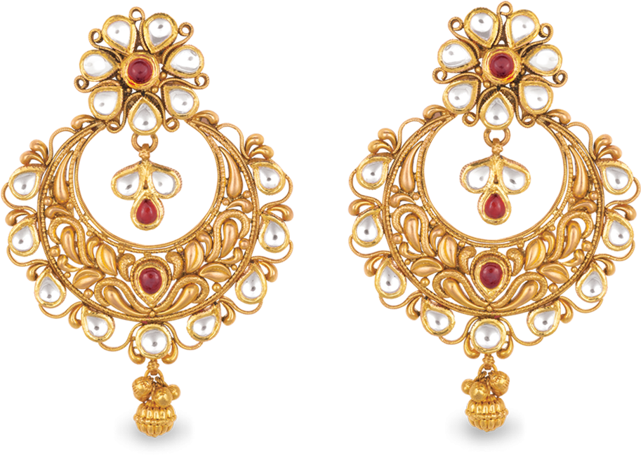 Antara Chandbali Gold Earring - Earring Png (1200x1000), Png Download