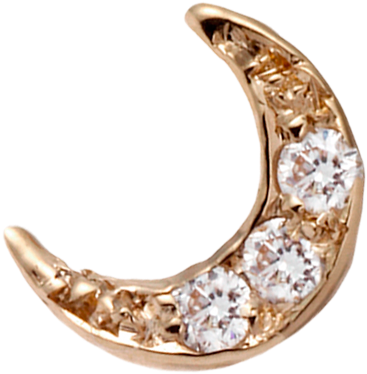 Manon 14k Yellow Gold Small Crescent Moon Stud Earring - Small Diamond Moon Earrings (1000x1000), Png Download