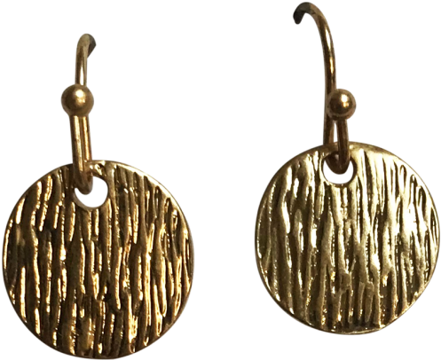 Brushed Circle Drop Gold Earring - Earrings (500x500), Png Download