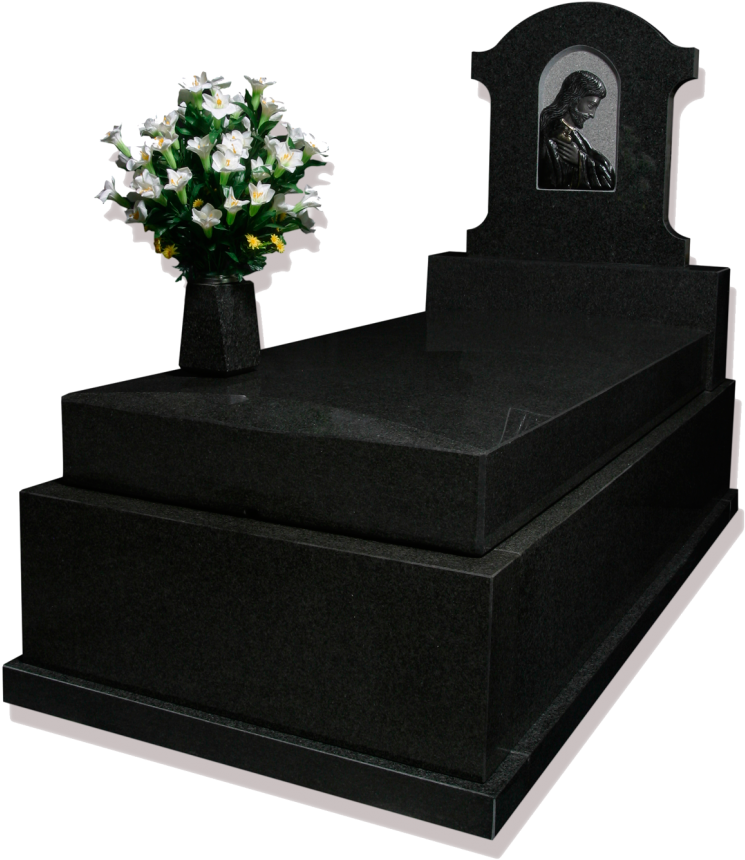 Panteón En Granito Negro Sudáfrica Con Escultura Tallada - Cemetery (828x1030), Png Download