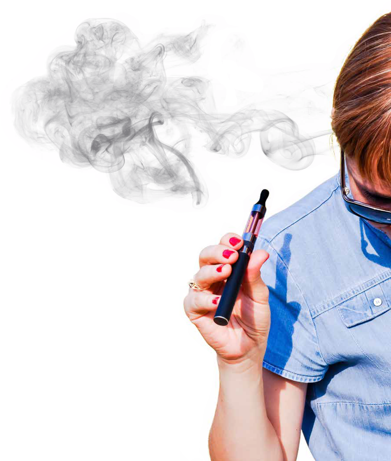 Woman Smoking An E-cigarette - Texas (1600x1571), Png Download