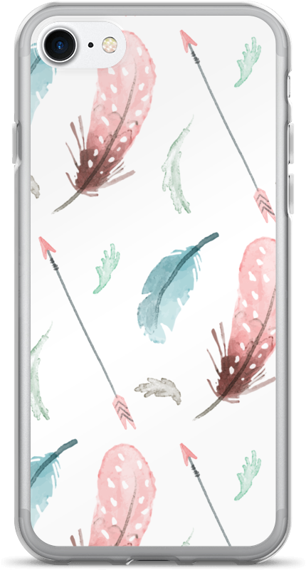 Feathers Ans Arrows Boho Chic Pattern Iphone 7/7 Plus - Iphone 7 White Case Mockup (1000x1000), Png Download