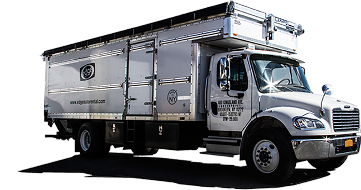 24' Roofless Cube Truck With Retractable Roof And Cantilever - Trailer Truck (1000x493), Png Download