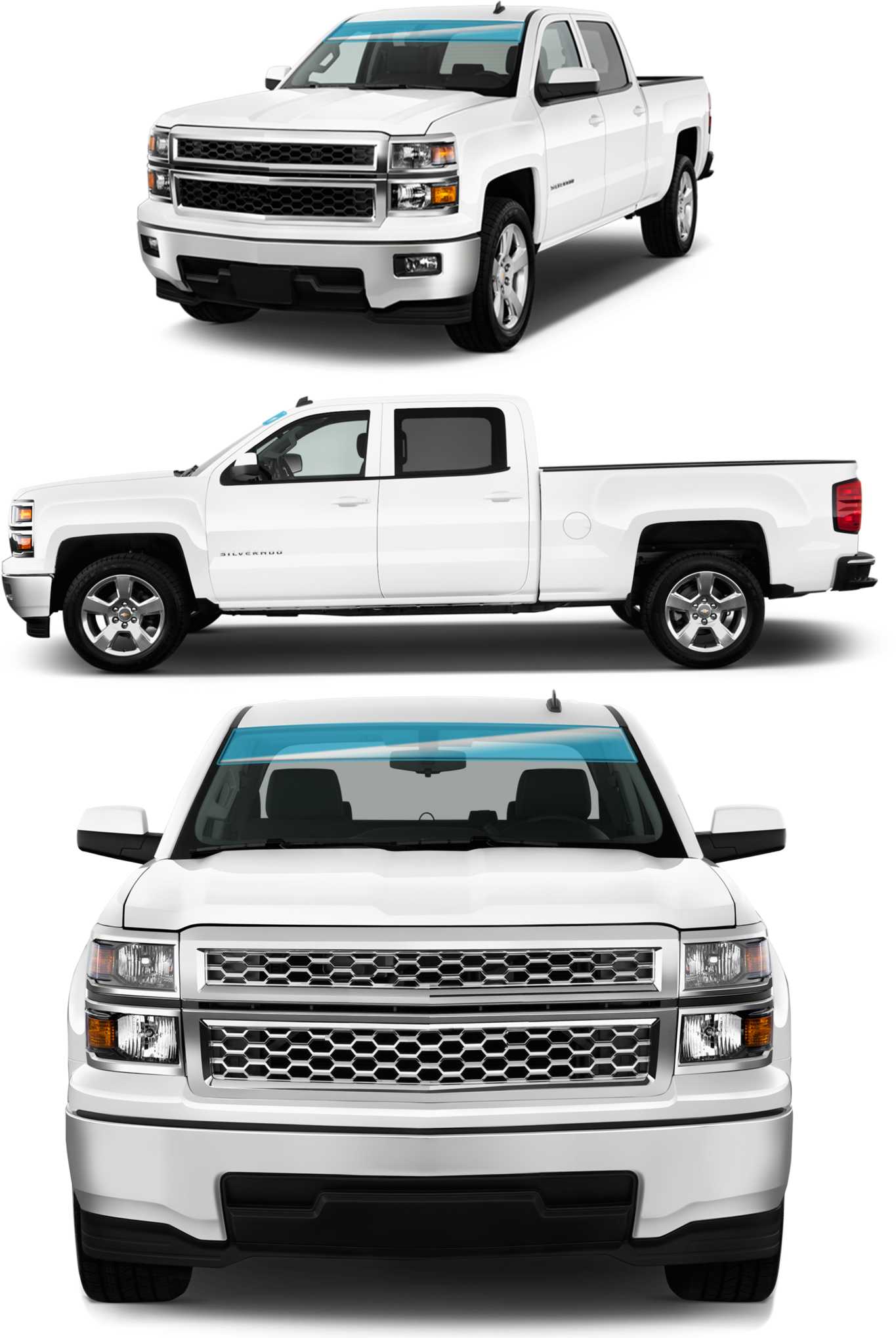 Large Truck - 2014 Silverado White Bumper Guard (1391x2048), Png Download