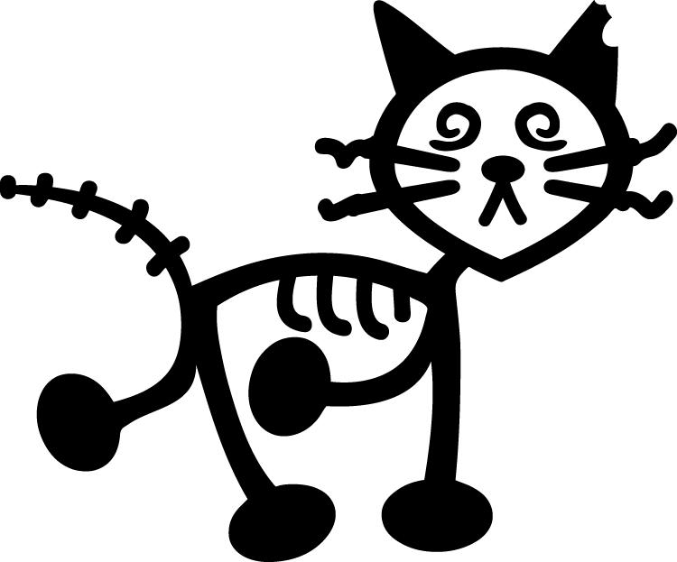 Cat Zombie Stick Animal Sticker Decal Car Window Family - Stick Figure Cat Png (750x623), Png Download