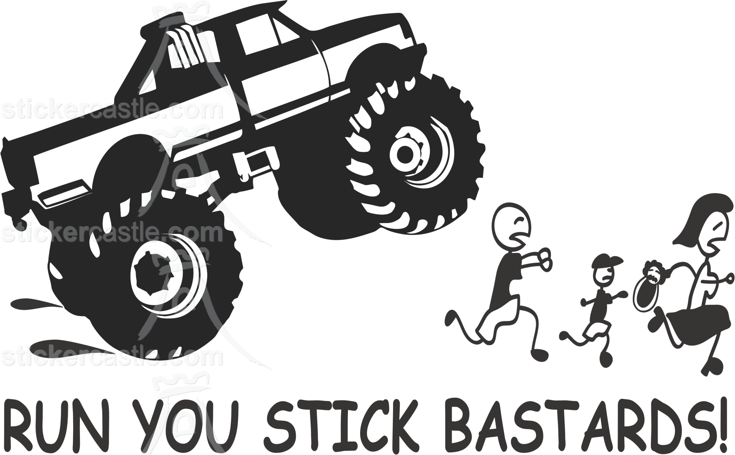 Anti Stick Family Sticker - P92 Monster Truck Rubber Stamp (2519x1561), Png Download