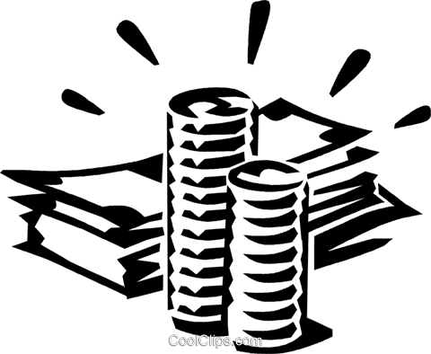 Dollar Bills And Coins - Coins And Bills Clipart (480x394), Png Download